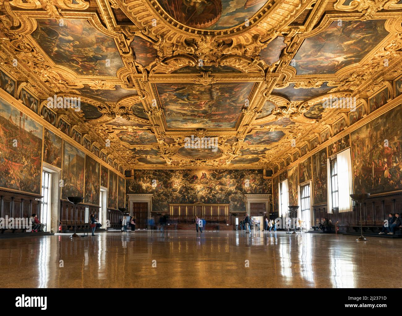 Italie, Venise, Palais des Doges, Sala del Maggior, la salle du Grand Conseil Banque D'Images