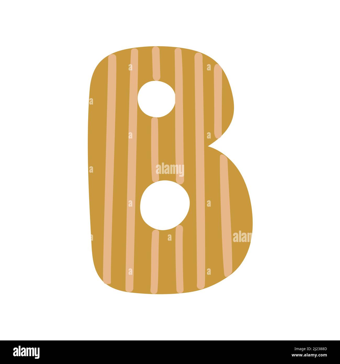 Lettre B de l'alphabet anglais, style doodle décoré avec simple illustration vectorielle de motif abstrait, joli drôle d'écriture abc, lettres manuscrites, lettrage Illustration de Vecteur