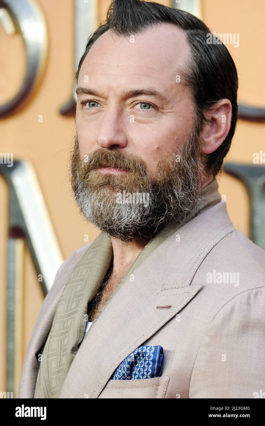 Londres, Royaume-Uni. 29th mars 2022. Jude Law participe à la première mondiale des bêtes fantastiques: Les secrets de Dumbledore le mardi 29 mars 2022 à la salle du Festival Royal crédit: Julie Edwards/Alamy Live News Banque D'Images