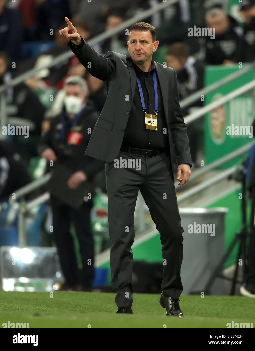 Ian Baraclough, entraîneur-chef de l'Irlande du Nord, lors du match international amical au Windsor Park, à Belfast. Date de la photo: Mardi 29 mars 2022. Banque D'Images