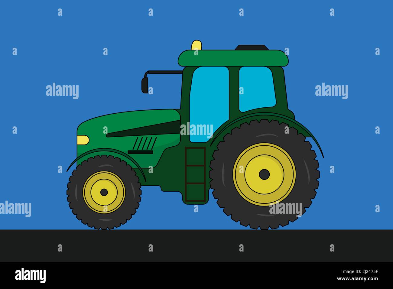 Vue latérale d'un tracteur - conception plate Illustration de Vecteur
