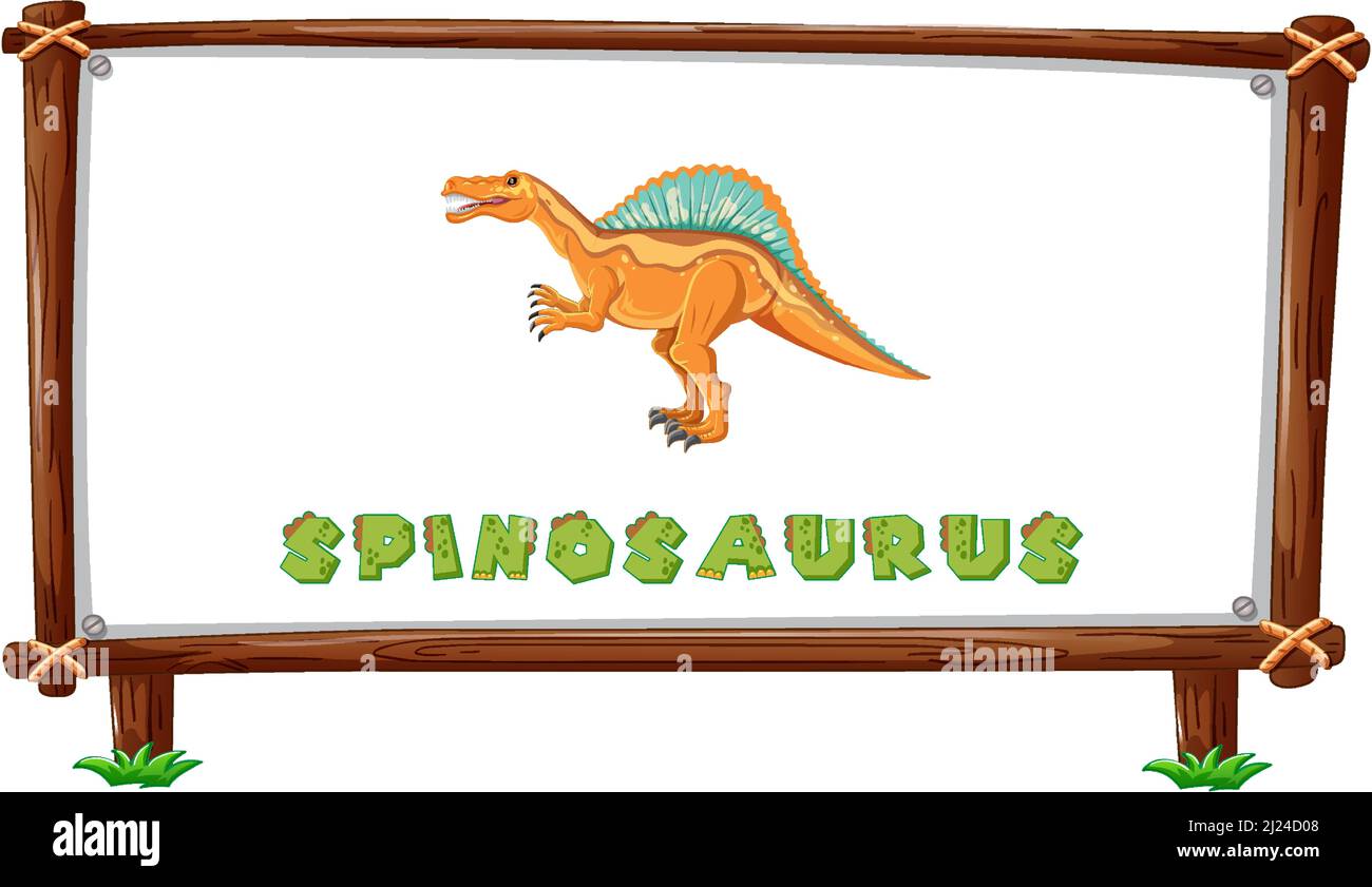Modèle de cadre avec dinosaures et texte spinosaurus design à l'intérieur de l'illustration Illustration de Vecteur