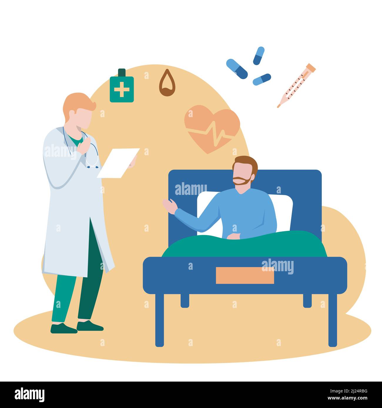 Examen par le médecin patient Santé médicale activité hospitalière Illustration plate Illustration de Vecteur