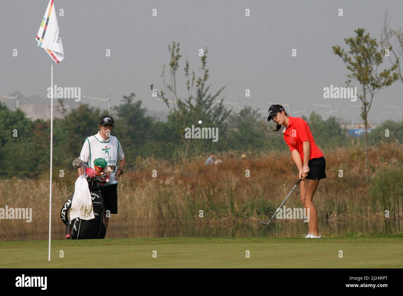 8 oct 2011-Incheon, Corée du Sud-GAL, Sandra d'Allemagne, joue un deuxième tir de shes sur le 2th trous lors du championnat LPGA par Hana Bank au club de golf SKY72 à Incheon le 8 oct 2011, Corée du Sud. Banque D'Images