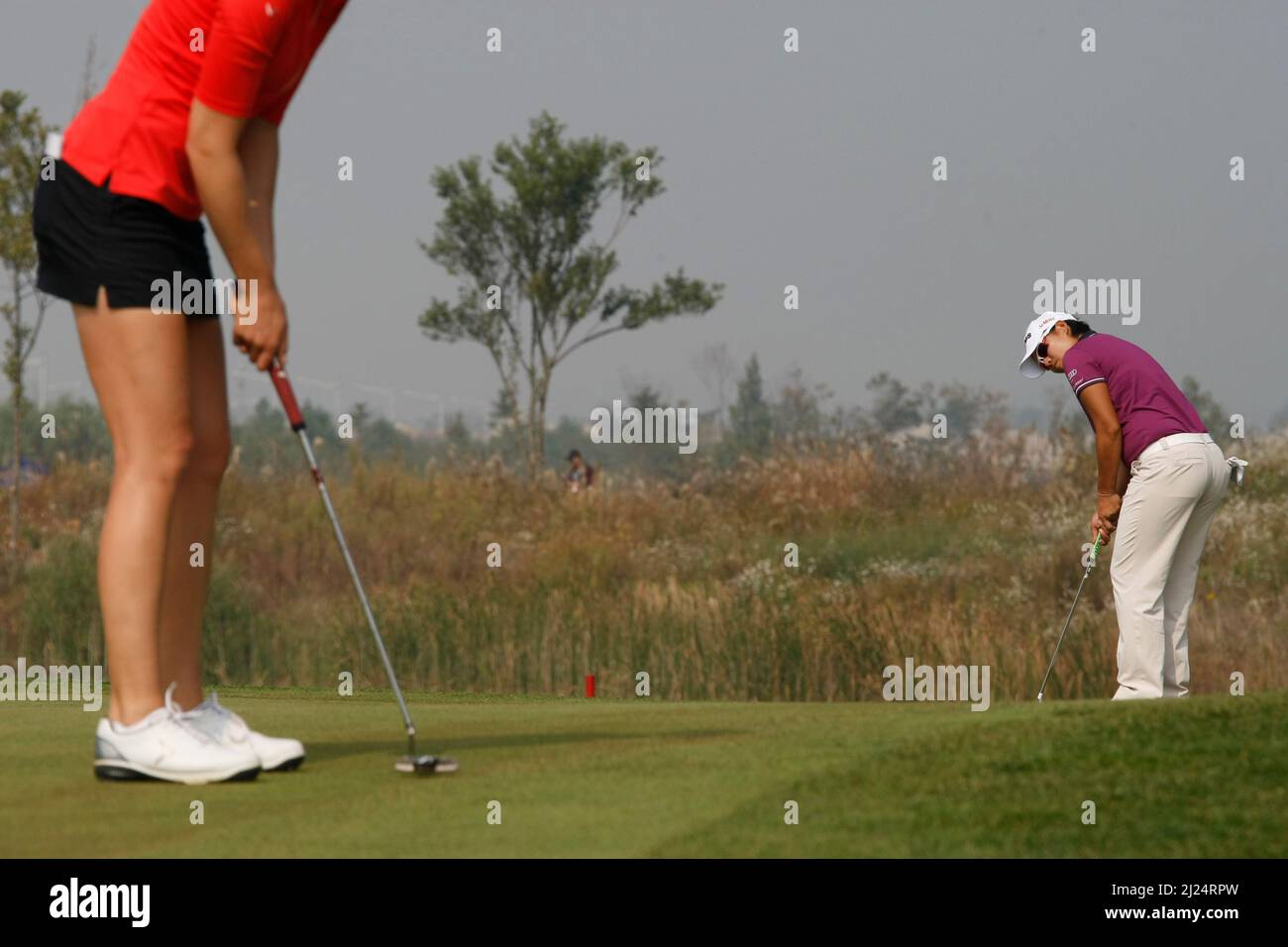8 octobre 2011-Incheon, Corée du Sud-TSENG, Yani de Taiwan, aligner un putt sur le 3th trous lors du championnat LPGA par Hana Bank au club de golf SKY72 à Incheon le 8 octobre 2011, Corée du Sud. Banque D'Images