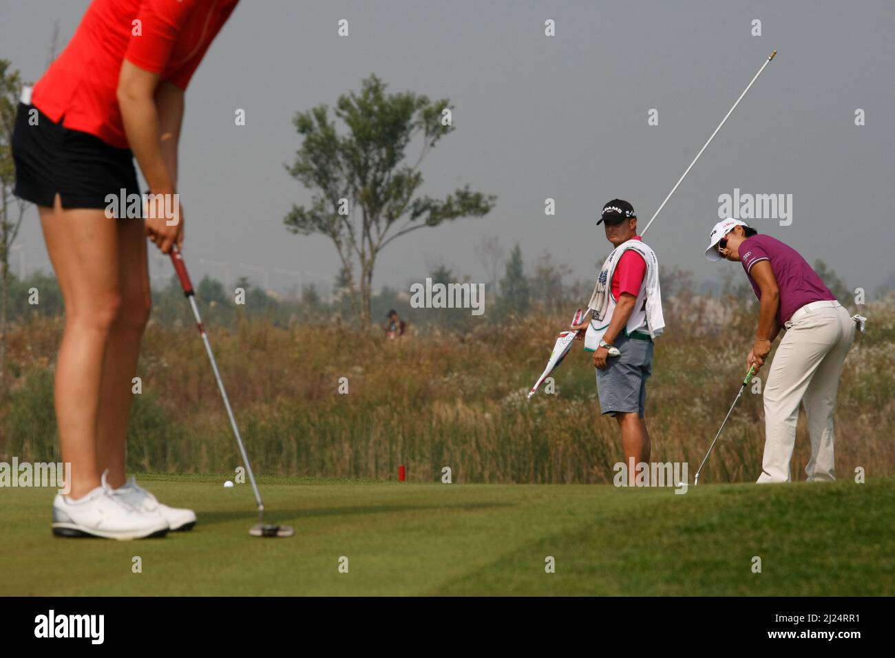 8 oct 2011-Incheon, Corée du Sud-TSENG, Yani de Taiwan, joue des shes putt sur le 3th trous lors du championnat LPGA par Hana Bank au club de golf SKY72 à Incheon le 8 oct 2011, Corée du Sud. Banque D'Images