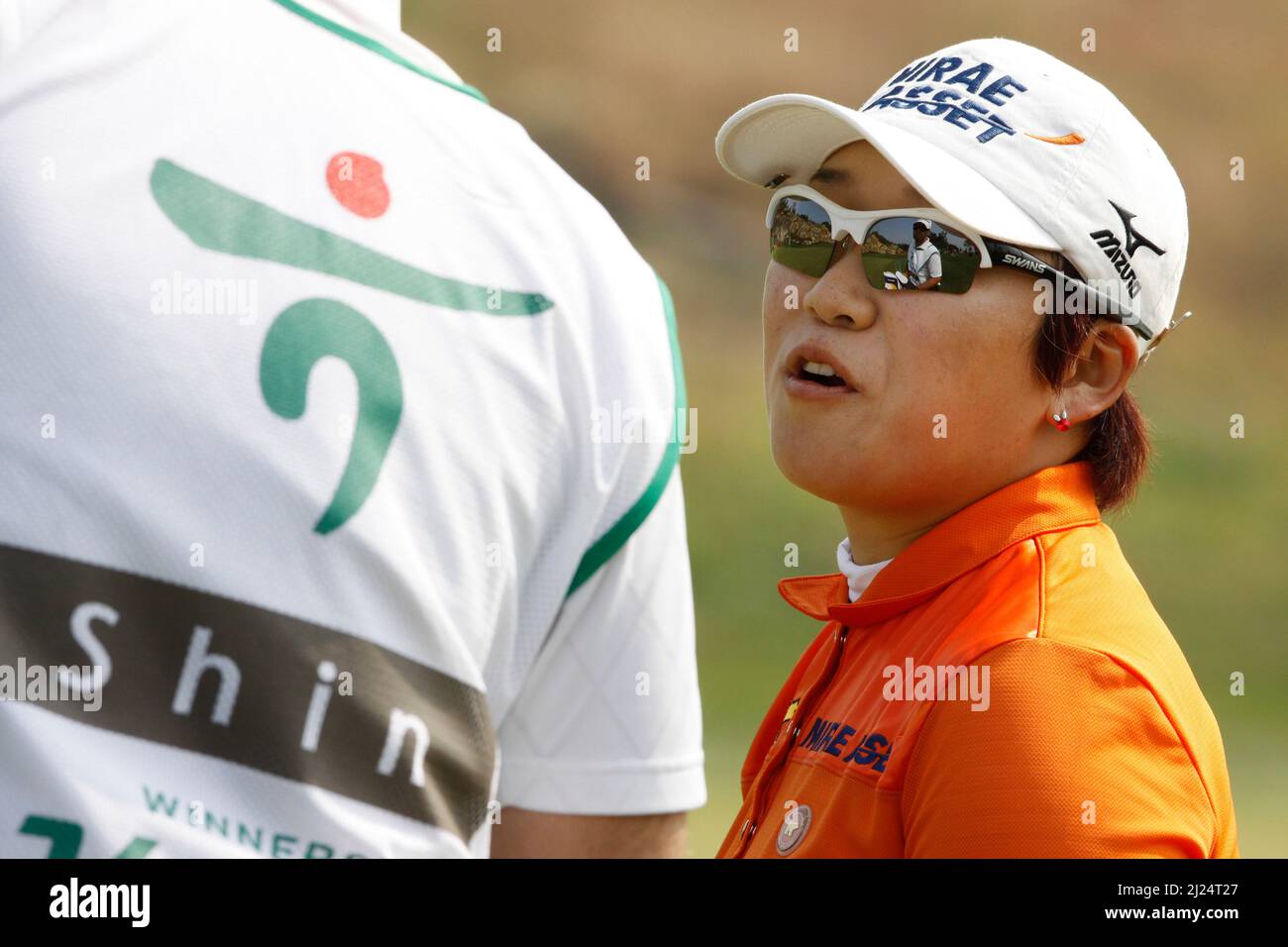 8 oct 2011-Incheon, Corée du Sud-SHIN, Jiyai de Corée du Sud, joue sur le 3th trous pendant le championnat LPGA par Hana Bank au club de golf SKY72 à Incheon le 8 oct 2011, Corée du Sud. Banque D'Images
