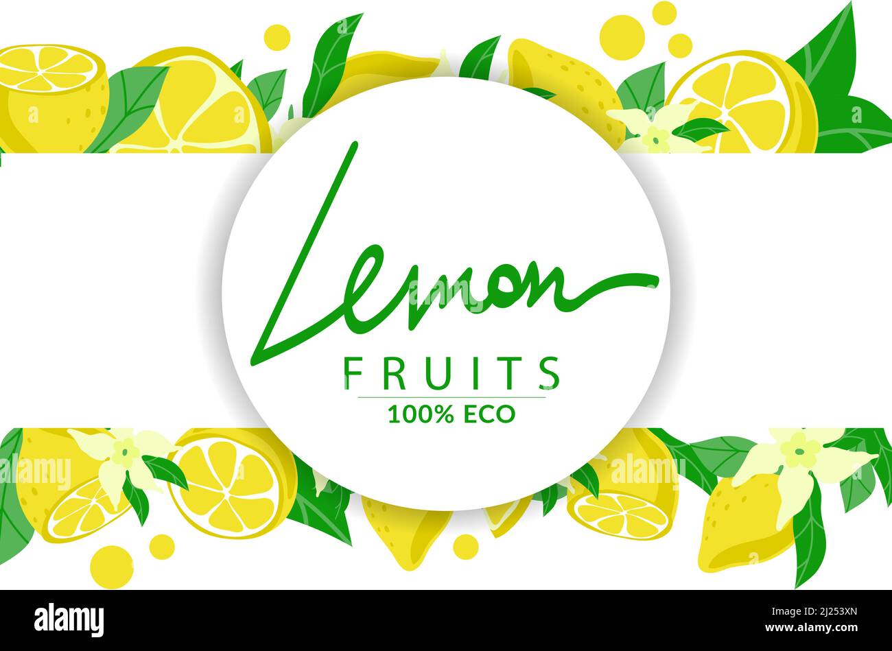 Tableau de vacances décoré de citrons jaunes mûrs, éléments dessinés à la main. Isolé sur un fond blanc. Logo. Inscription manuscrite. Exemple d'affiche Illustration de Vecteur