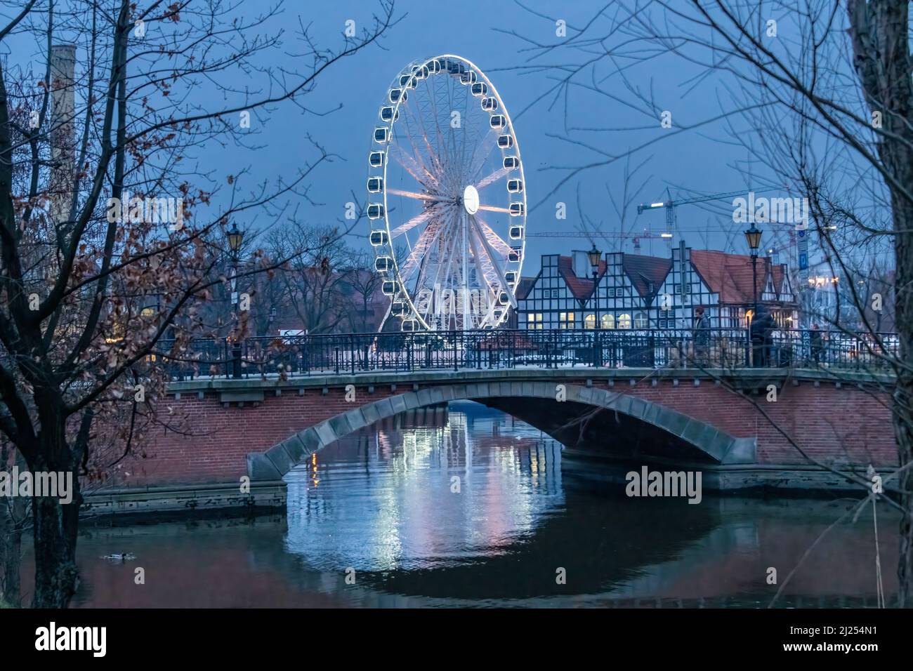Gdansk réflexions de nuit Banque D'Images