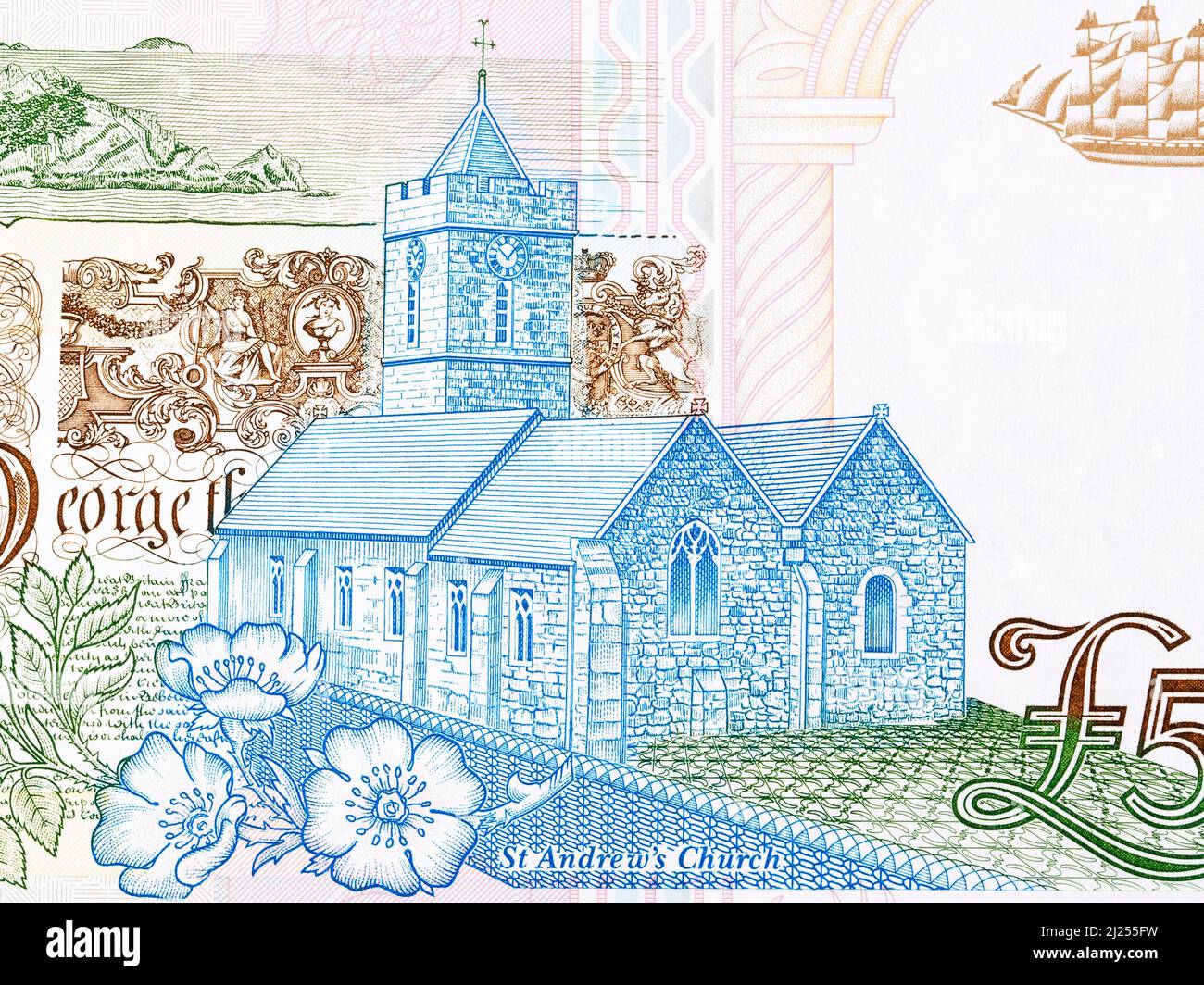 Eglise St Andrew de Guernesey Money - Livres Banque D'Images