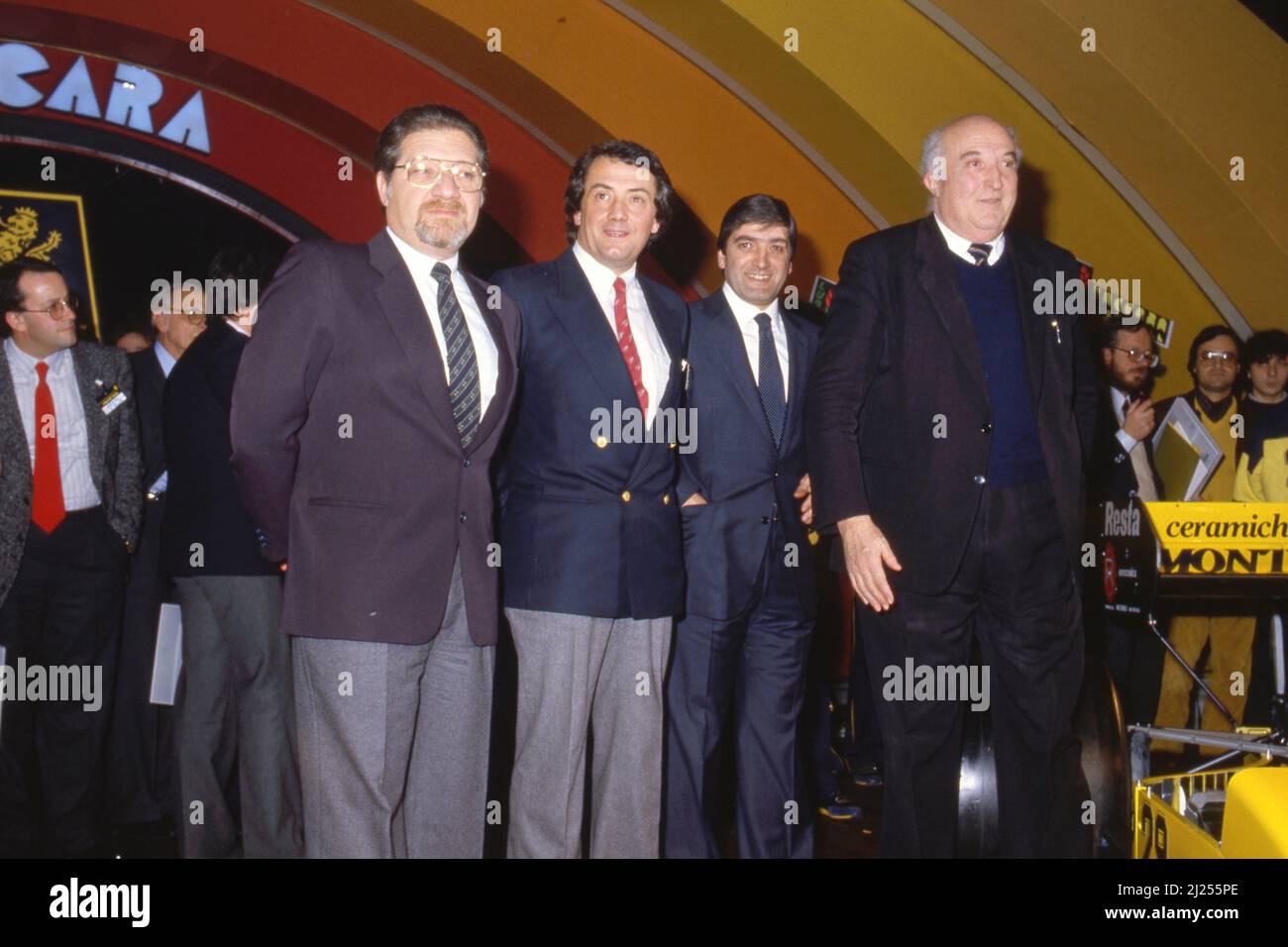 Carlo Chiti (ITA) Giancarlo Minardi (ITA) Giacomo Caliri (ITA) Piero Mancini (ITA) Motori Moderni Banque D'Images