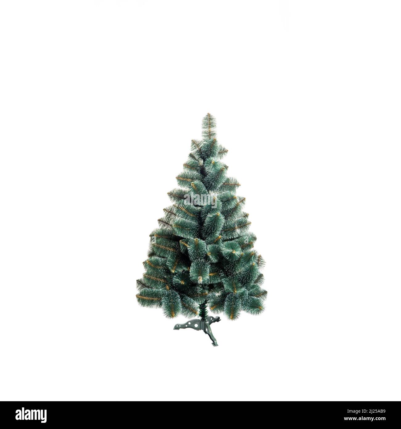 Arbre de Noël non orné, pin isolé sur blanc Banque D'Images