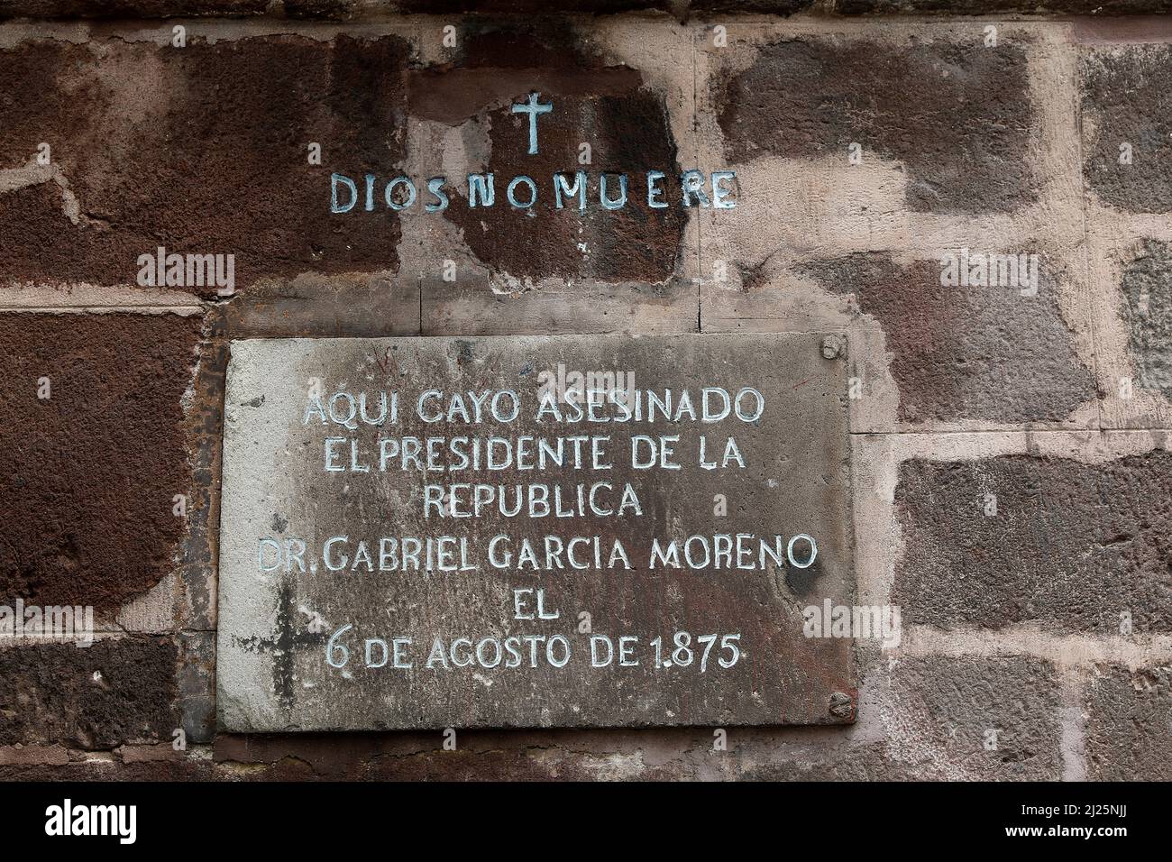 Memorial a assassiné le président Gabriel Garcia Moreno à Quito, en Équateur Banque D'Images