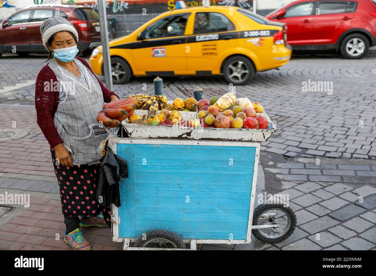 Fournisseur de fruits à Riobamba, Équateur Banque D'Images