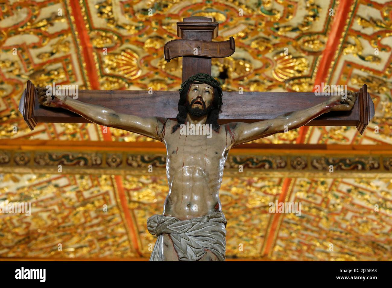 Crucifix dans l'église de San Francisco, Quito, Equateur Banque D'Images