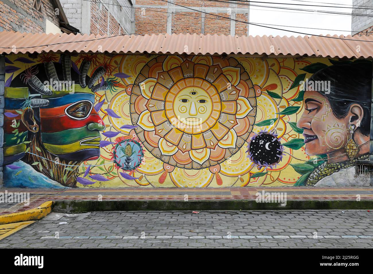 Peinture murale à Otavalo, Equateur Banque D'Images