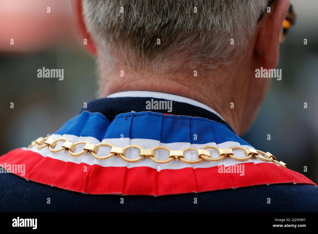 Collier de cérémonie maire. Symbole de la république française. Banque D'Images