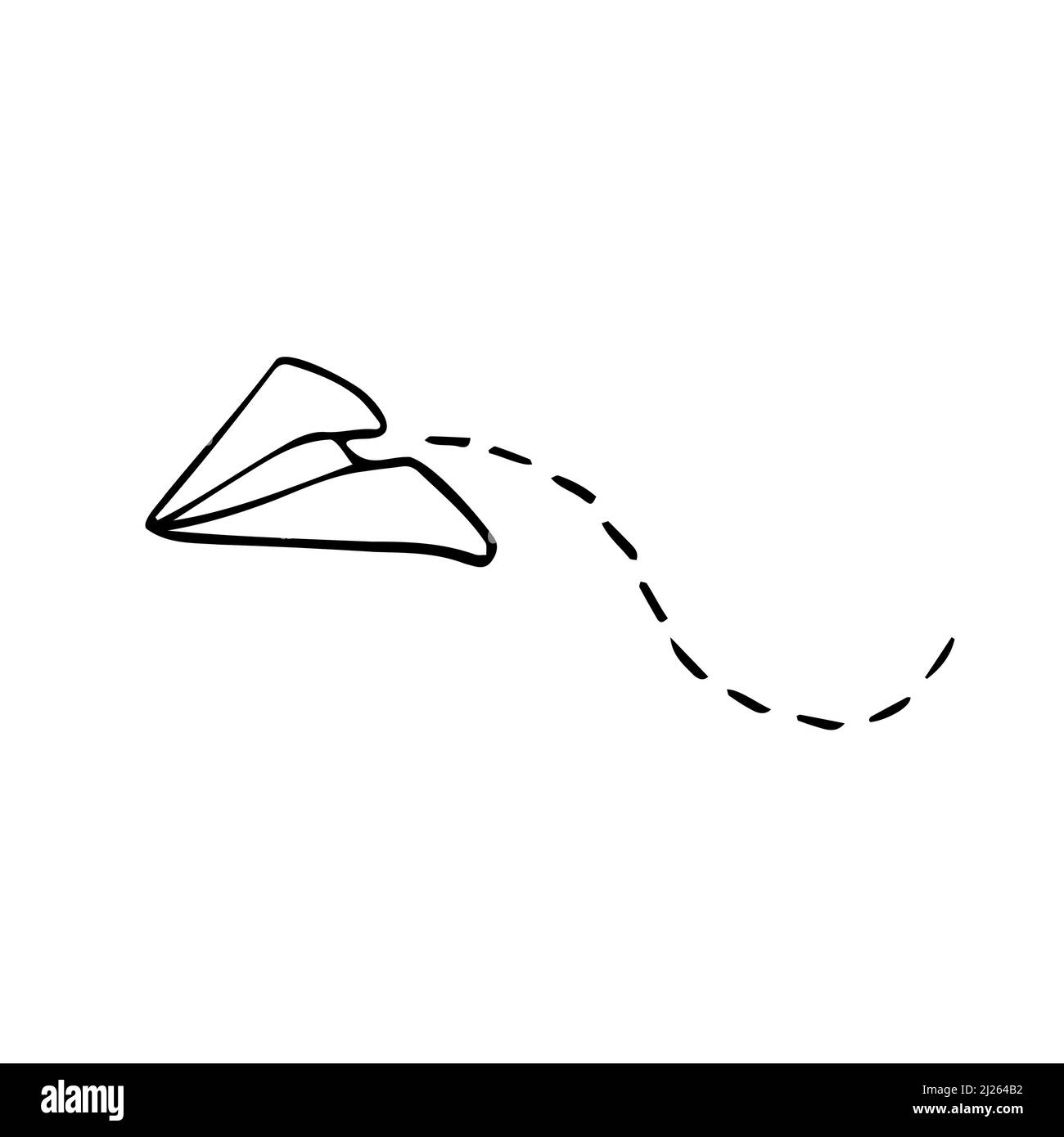 Avion en papier Doodle Vector. Symbole de déplacement. Illustration de Vecteur