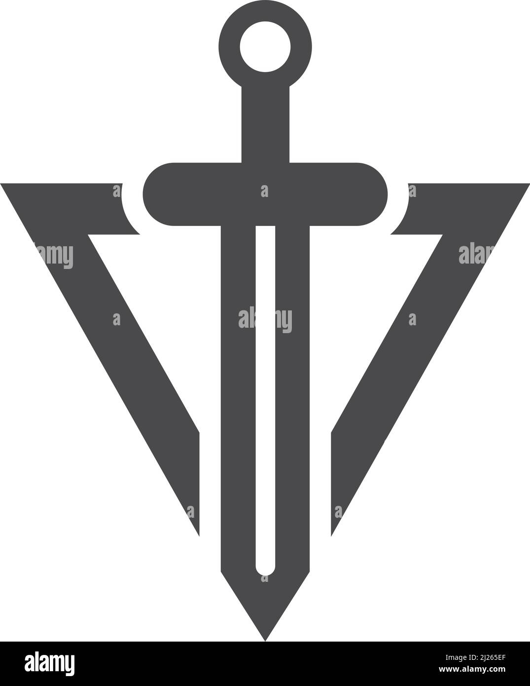 Emblème du guerrier. Signe de triangle d'épée. Icône super-héros Illustration de Vecteur