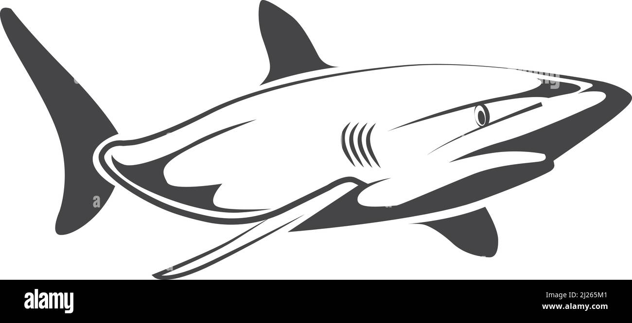 Icône requin. Logo du prédateur marin. Animal sous-marin Illustration de Vecteur