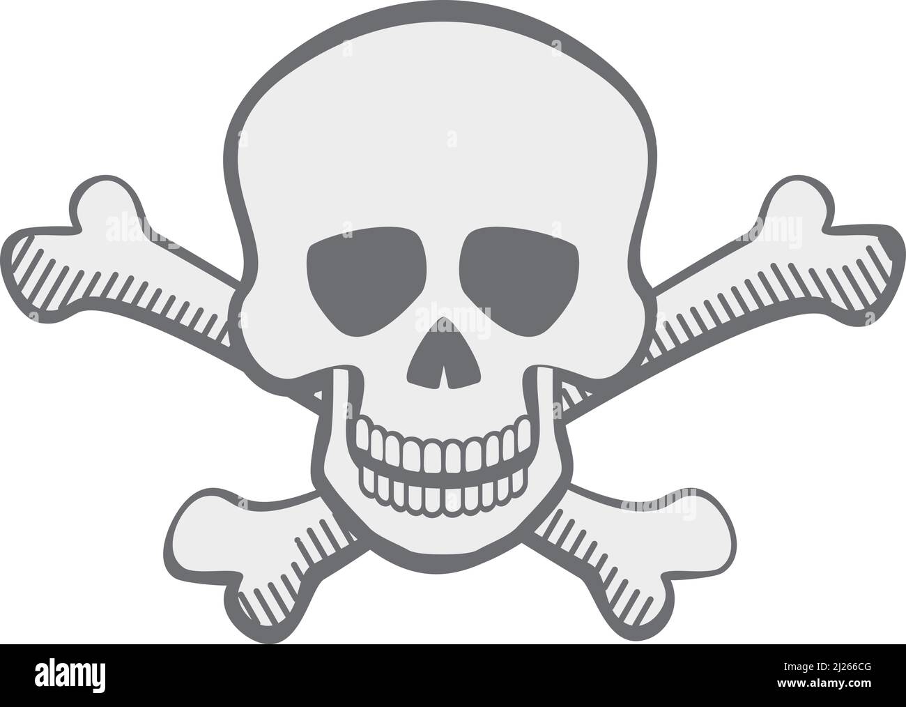 Crâne avec logo en forme d'os croisés. Symbole pirate. Signe de décès Illustration de Vecteur
