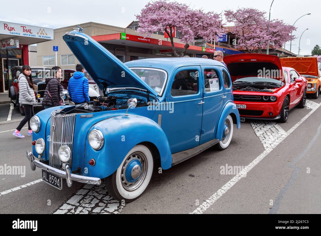 Une Ford Préfet 1949, une voiture britannique, lors d'un spectacle automobile classique à Tauranga, Nouvelle-Zélande Banque D'Images