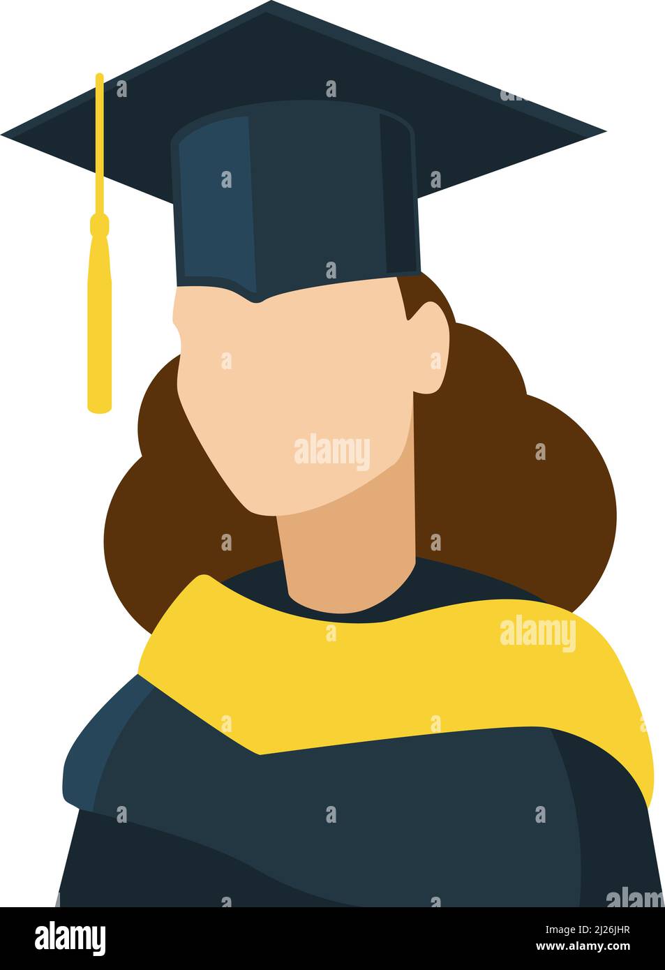 Étudiante féminine en robe et casquette de remise des diplômes. Avatar diplômé Illustration de Vecteur