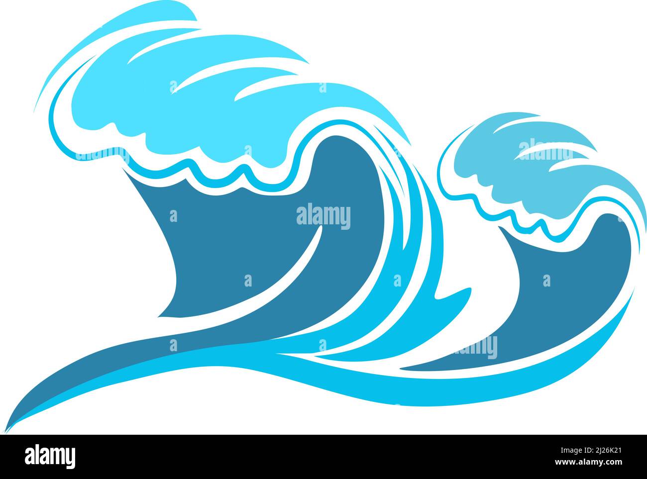 Logo Ocean Waves. Symbole tempête de mer. Signe de la nature Illustration de Vecteur