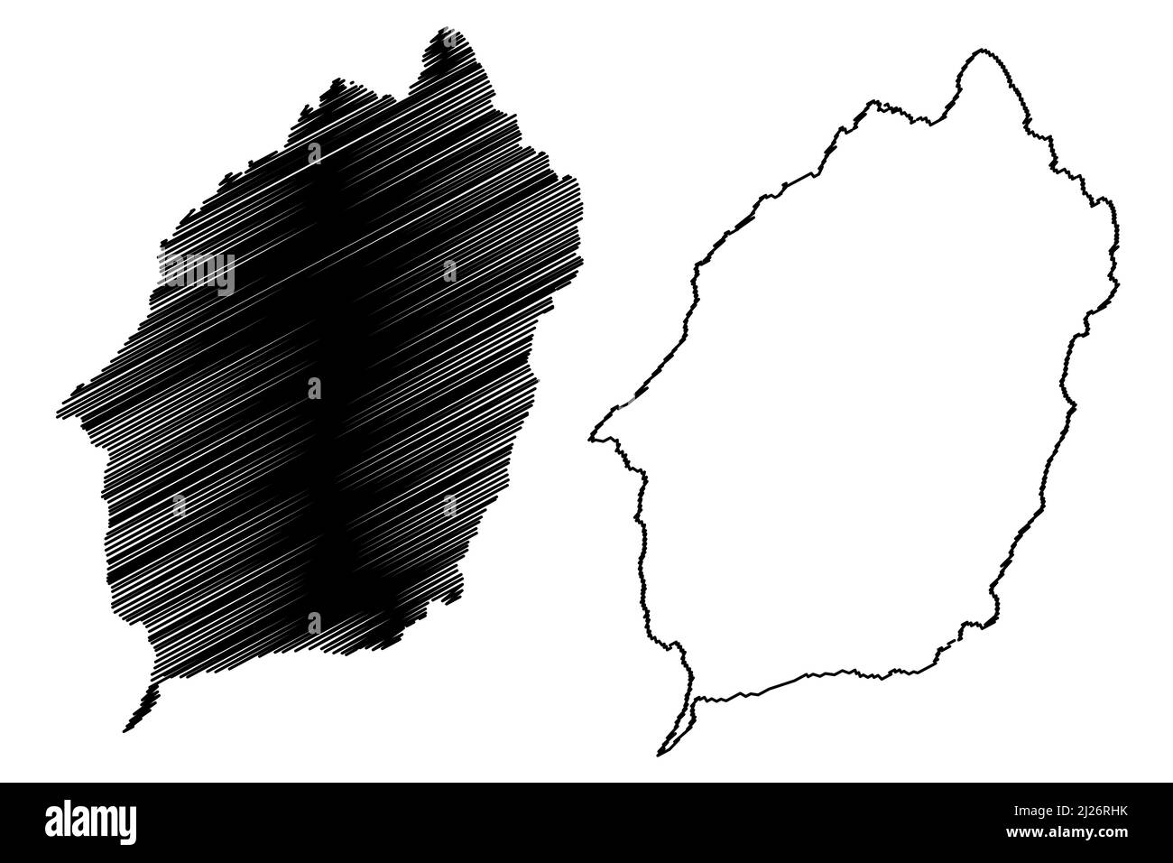 Illustration vectorielle de la carte de l'île de Morotai (République d'Indonésie, Asie du Sud-est, archipel des îles de Maluku), croquis à griffonnage carte de Morotai Illustration de Vecteur