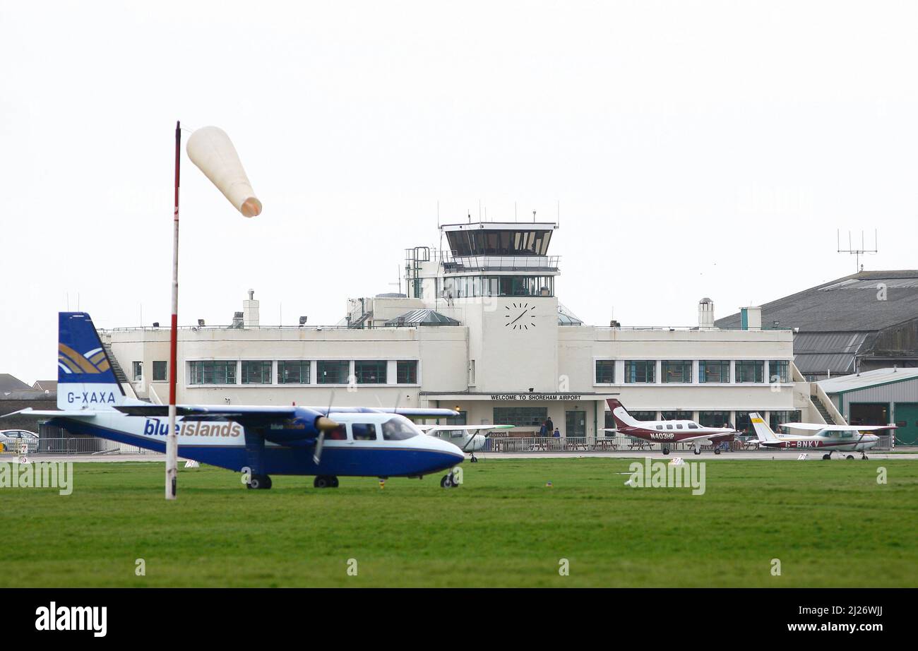 Vue générale du terminal des aéroports de Shoreham. 20th mars 2008 Banque D'Images