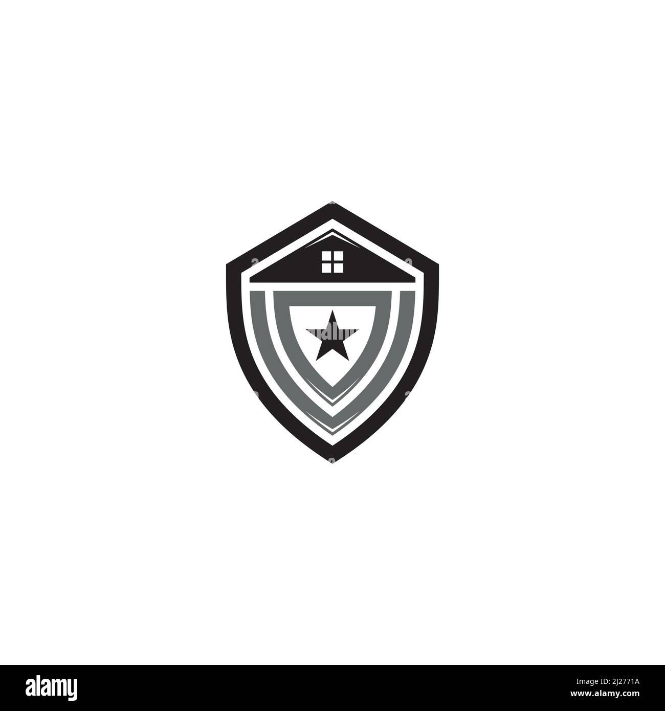 Logo ou icône Shield, House et Star Illustration de Vecteur