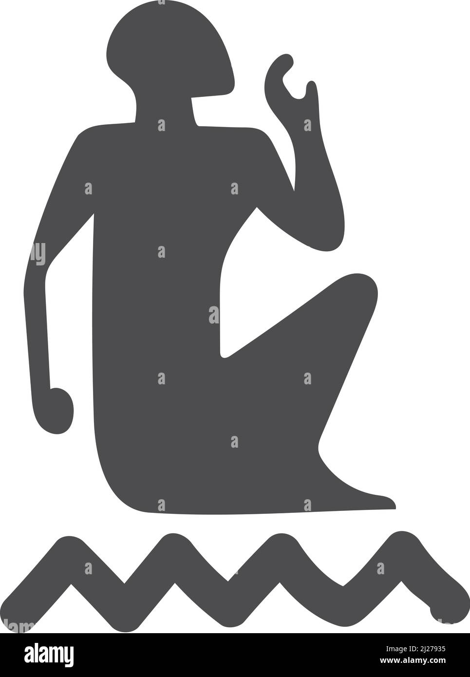 Assis hiéroglyphe égyptien. Symbole de la culture de la civilisation antique isolé sur fond blanc Illustration de Vecteur