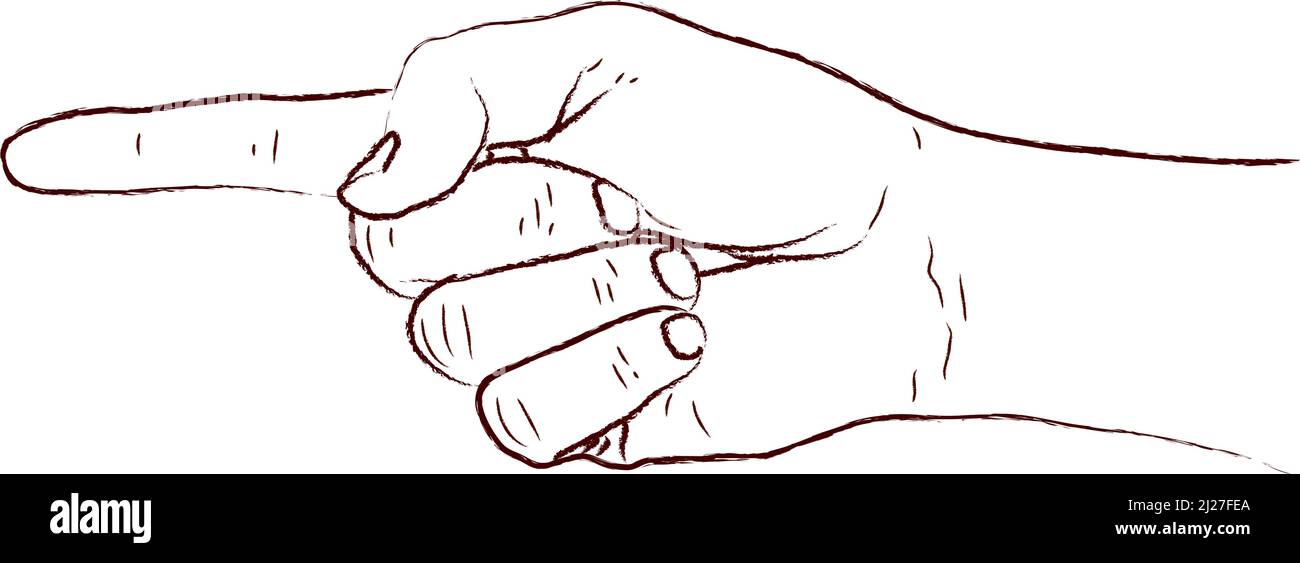 Main pointant, illustration de dessin vectoriel. Illustration de Vecteur