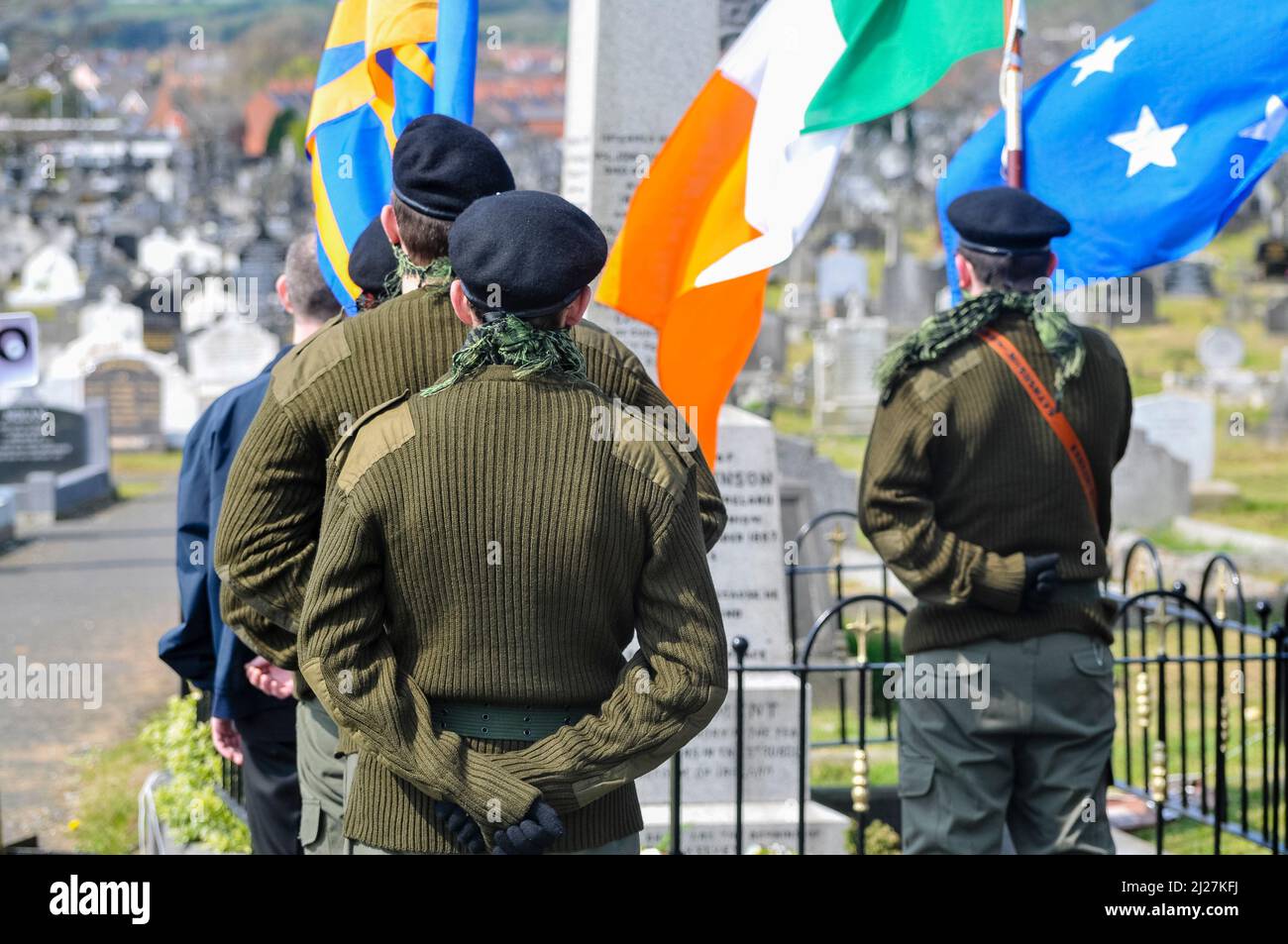 20/04/2014, Belfast, Irlande du Nord. Le républicain Sinn Fein tient des commémorations de Pâques Banque D'Images