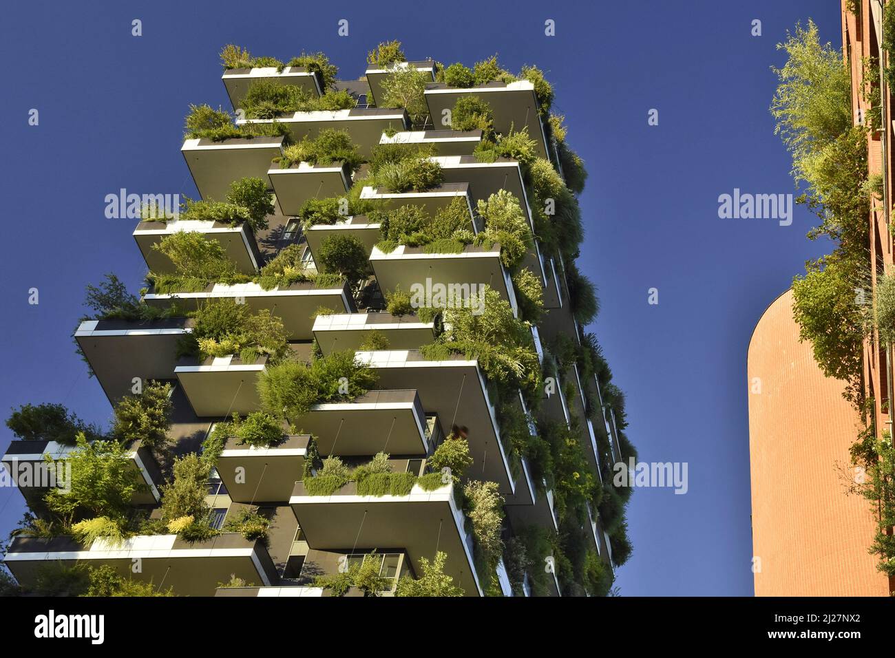 Le Bosco Verticale est un jardin vertical de tour résidentiel moderne situé dans le quartier Porta Nuova de Milan, en Italie. Conçu par les architectes Boeri Studio. Banque D'Images