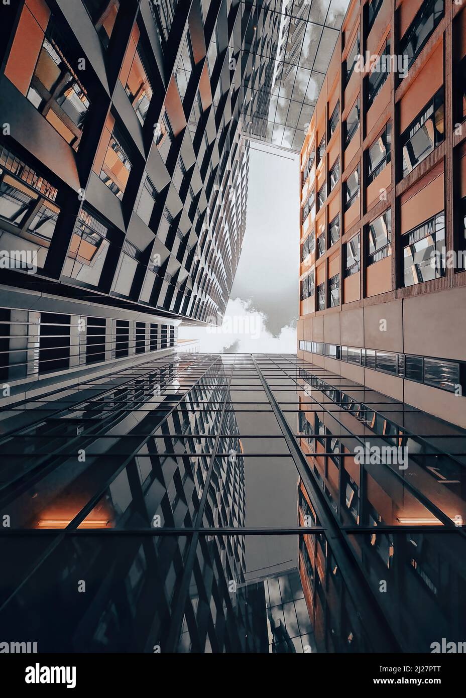Un cliché vertical à angle bas de bâtiments en verre réfléchissant à  Melbourne Photo Stock - Alamy