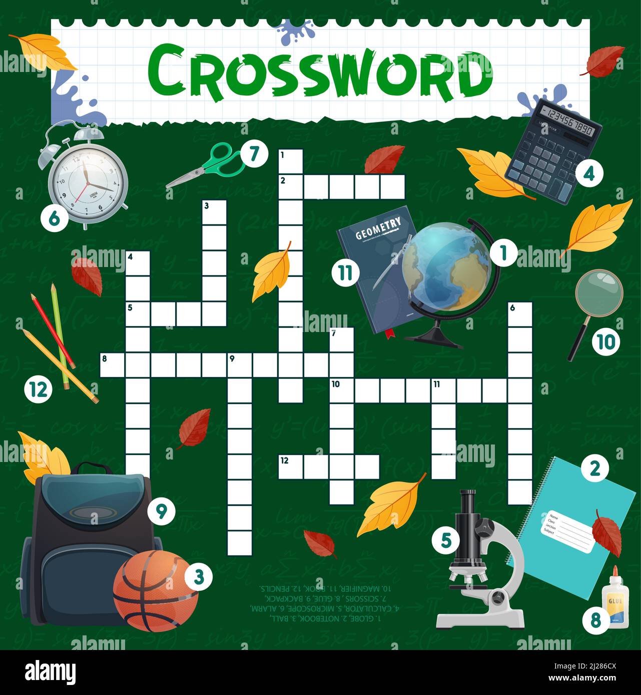 Tableau de la grille des mots croisés pour les articles scolaires et la ...