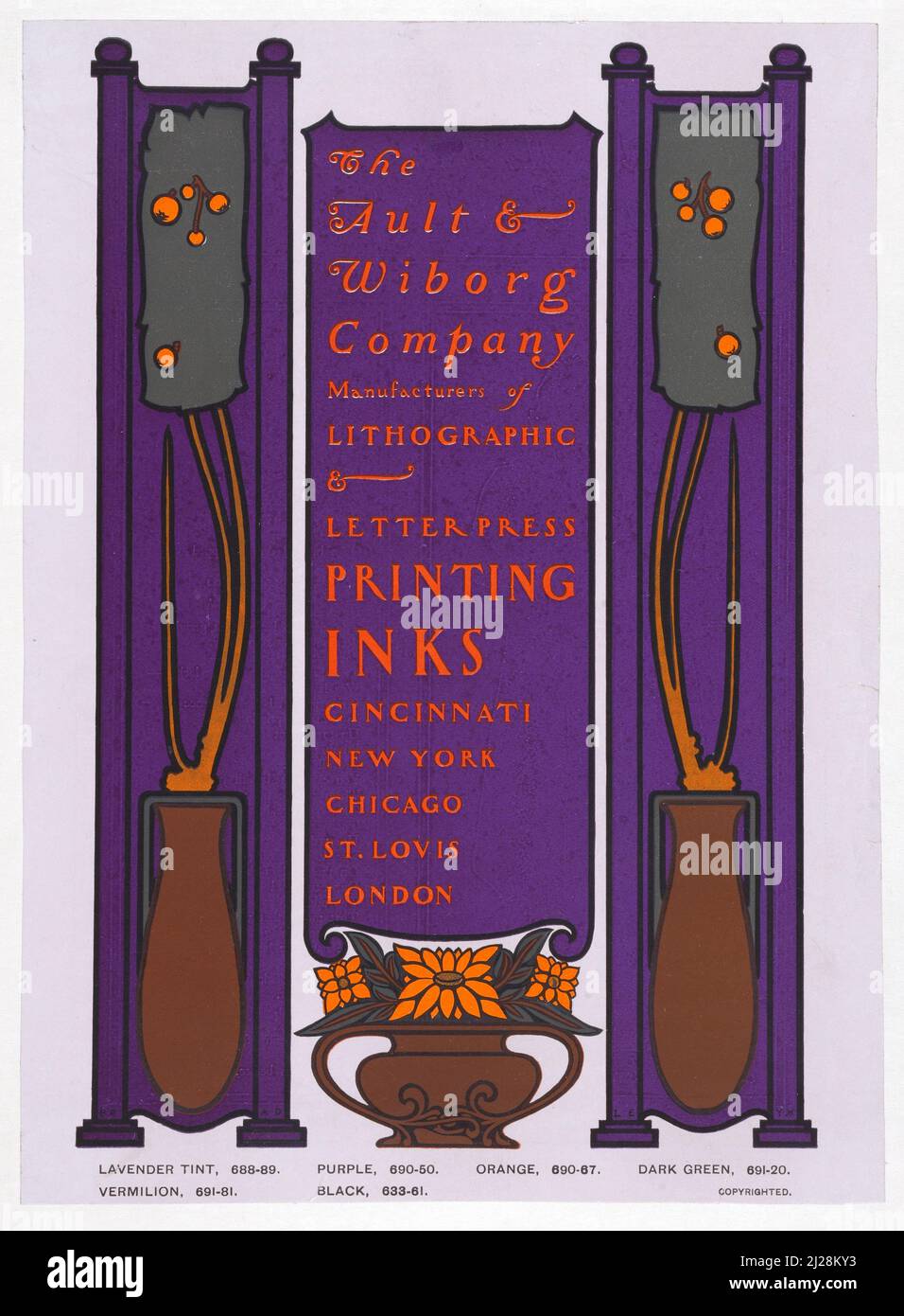 Œuvres d'art de will Bradley - Ault et Wiborg, ad. 132 (1890-1913) American Art Nouveau - affiche ancienne et ancienne Banque D'Images