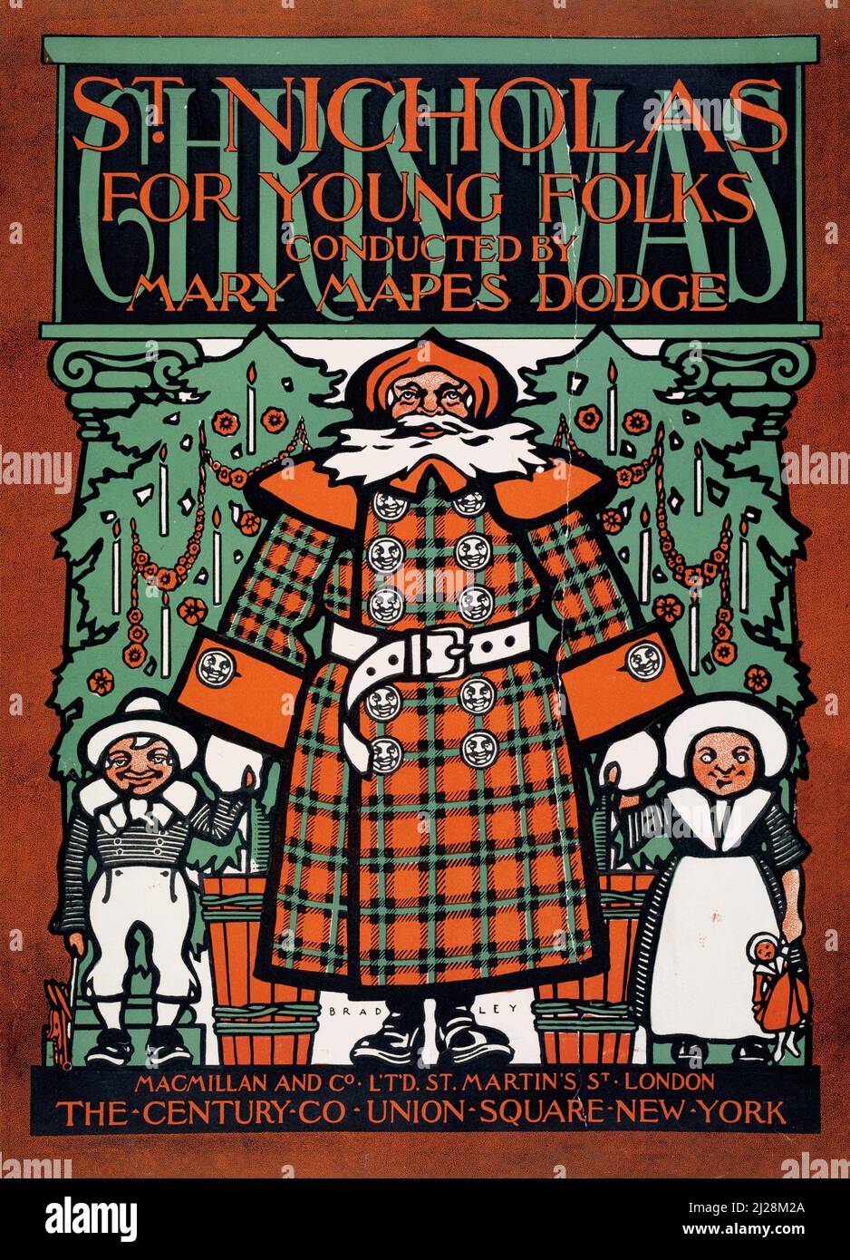 Œuvres d'art de will Bradley - St. Nicholas pour les jeunes. (1894-1896) American Art Nouveau - affiche de noël ancienne et ancienne / couverture de magazine Banque D'Images
