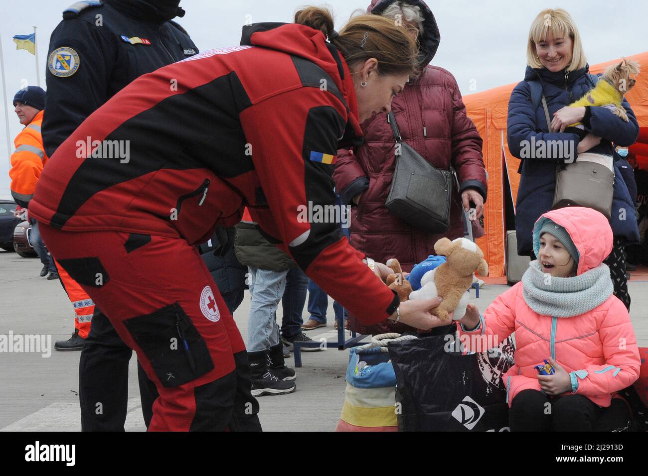 Accueil des réfugiés ukrainiens Banque D'Images