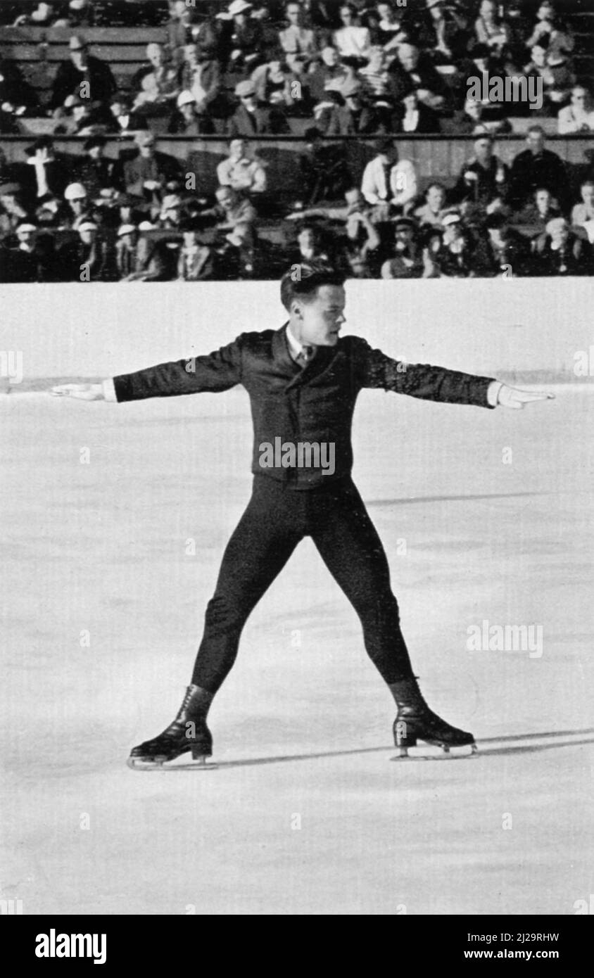 Patinage artistique, hommes, libre skate, Felix Kaspar (Autriche) pendant son exceptionnelle libre skate, médaillé d'argent Banque D'Images