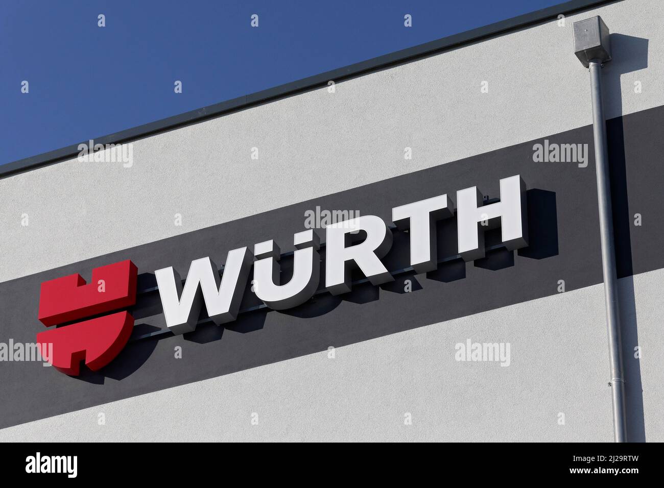 Logo du Groupe Wuerth, Vente en gros des technologies de fixation et d'assemblage, Neuss, Rhénanie-du-Nord-Westphalie, Allemagne Banque D'Images