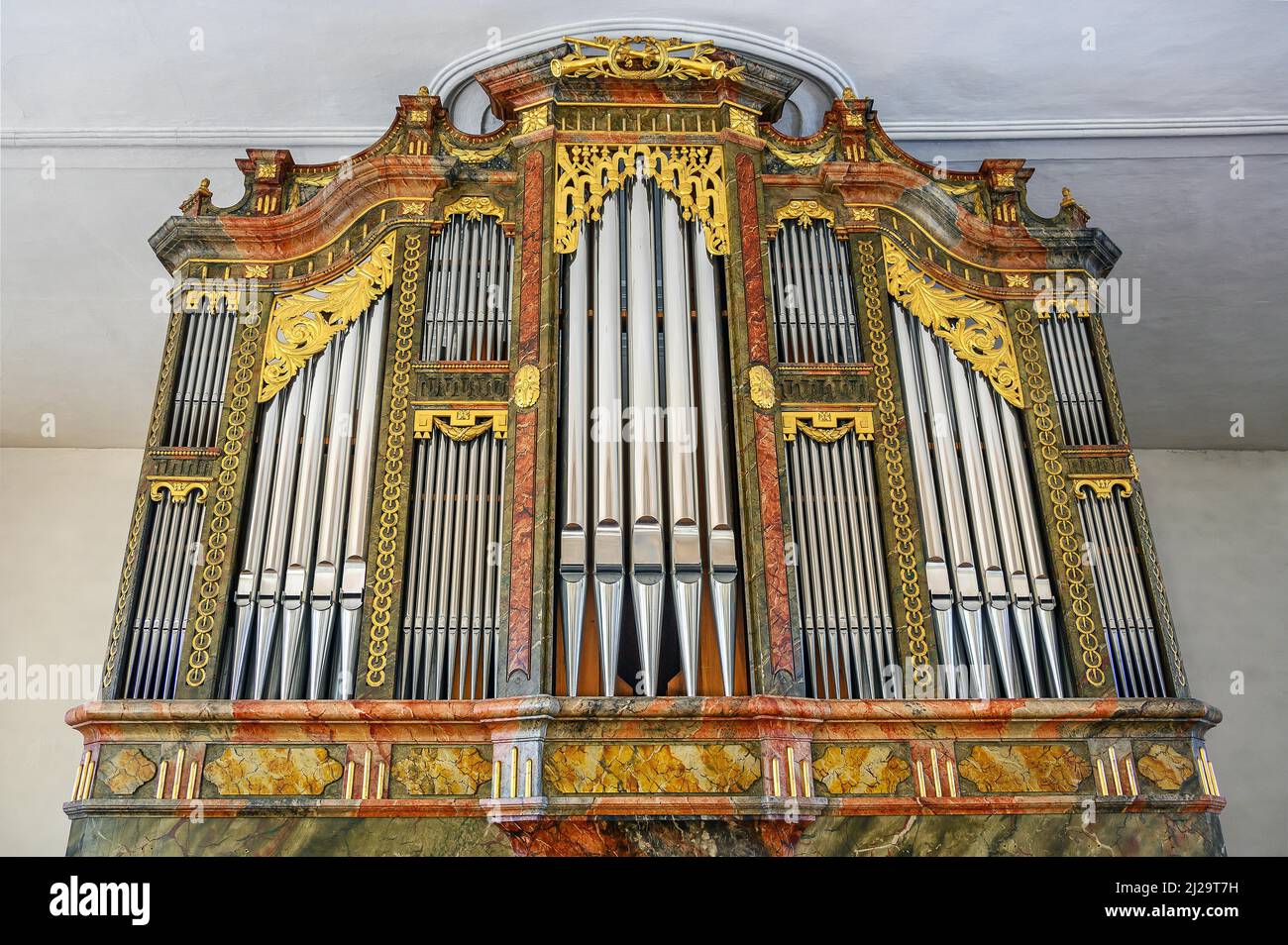 L'orgue, Église paroissiale catholique de Saint-Afrala, Betzigau, Allgaeu, Bavière, Allemagne Banque D'Images