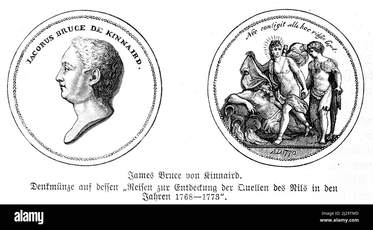 James Bruce de Kinnaird, 18th siècle, portrait, Scotsman, scientifique, explorer, voyageur, Nil, source, pièce, illustration historique 1885 Banque D'Images