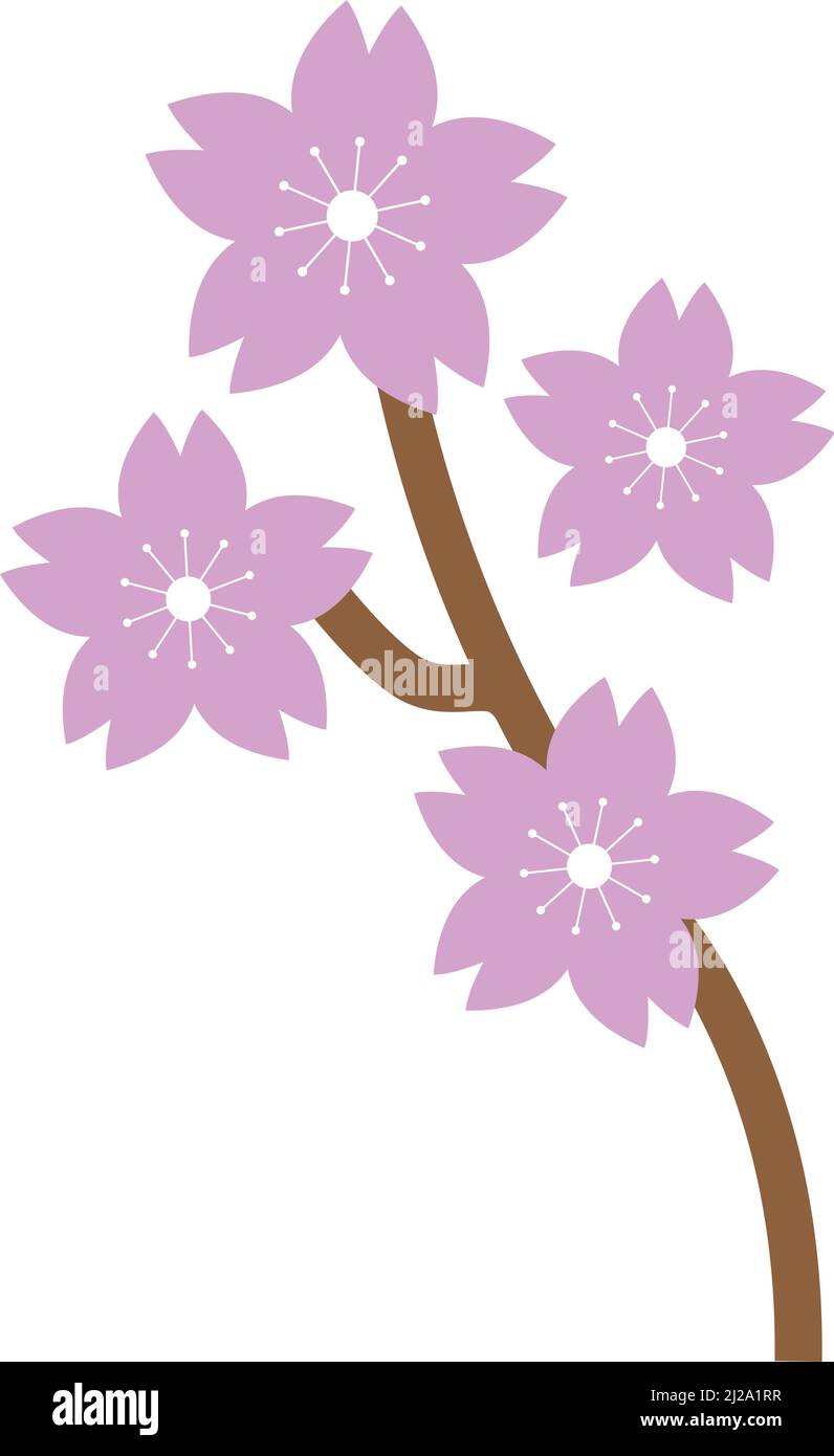 Fleurs de cerisier sur la branche d'arbre. Vecteur modifiable. Illustration de Vecteur