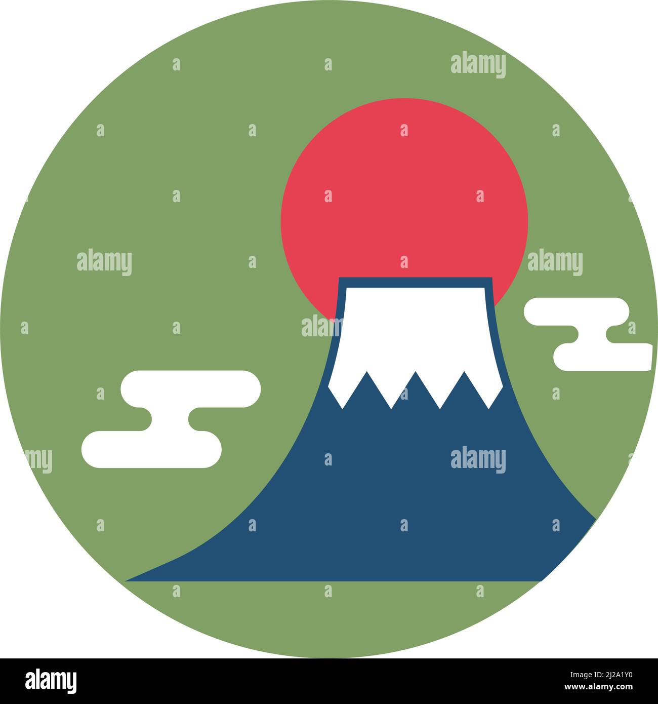 Mont Fuji de style japonais et lever du soleil. Vecteur modifiable. Illustration de Vecteur
