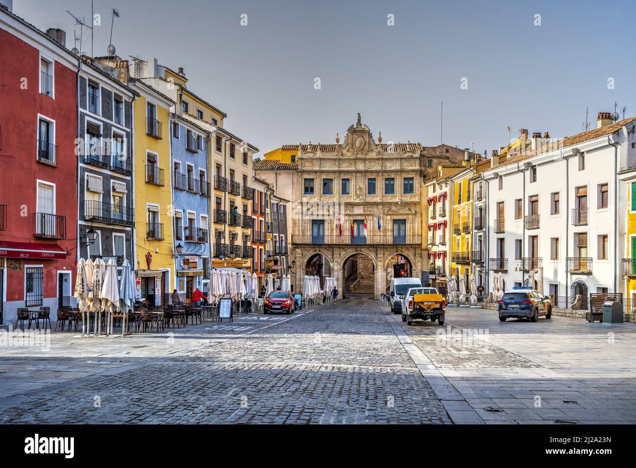 Hôtel de ville et Plaza Mayor, Cuenca, Castilla-la Mancha, Espagne Banque D'Images