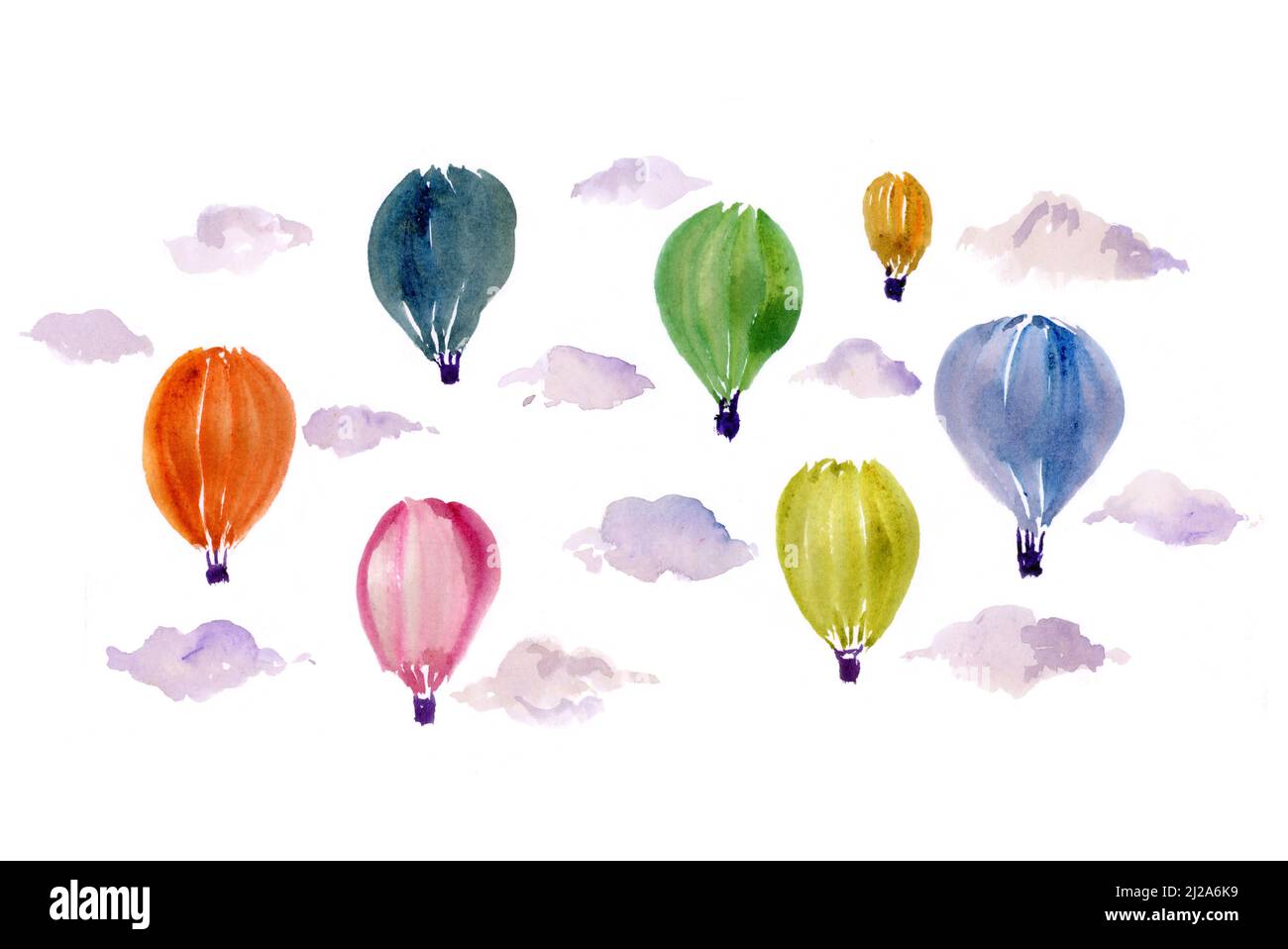 Ballon d'air chaud multicolore peint à la main Design Banque D'Images