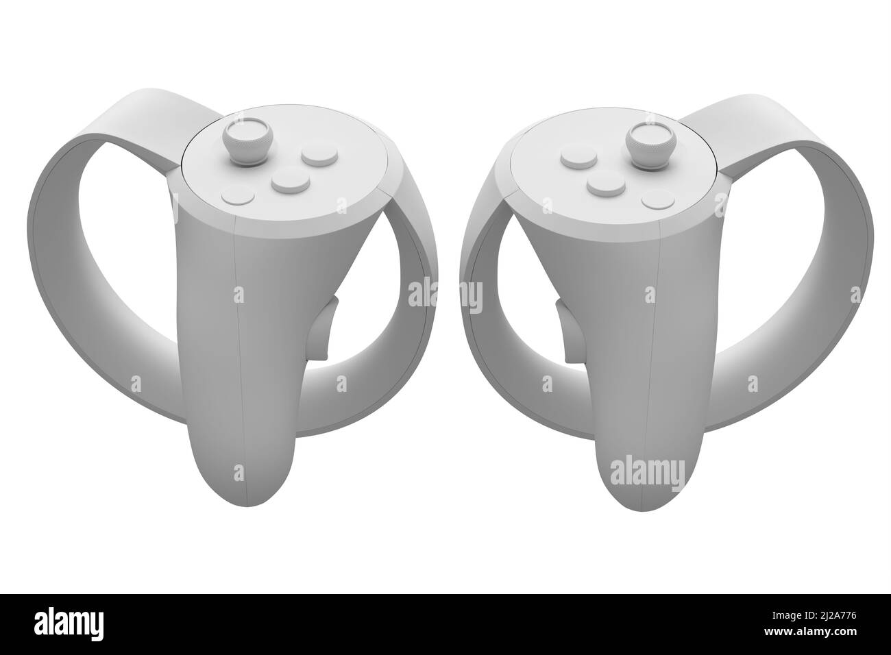 Contrôleurs de réalité virtuelle pour les jeux en ligne et dans le cloud sur fond blanc monochrome. 3D rendu de l'appareil pour la réalité augmentée ou VR Banque D'Images