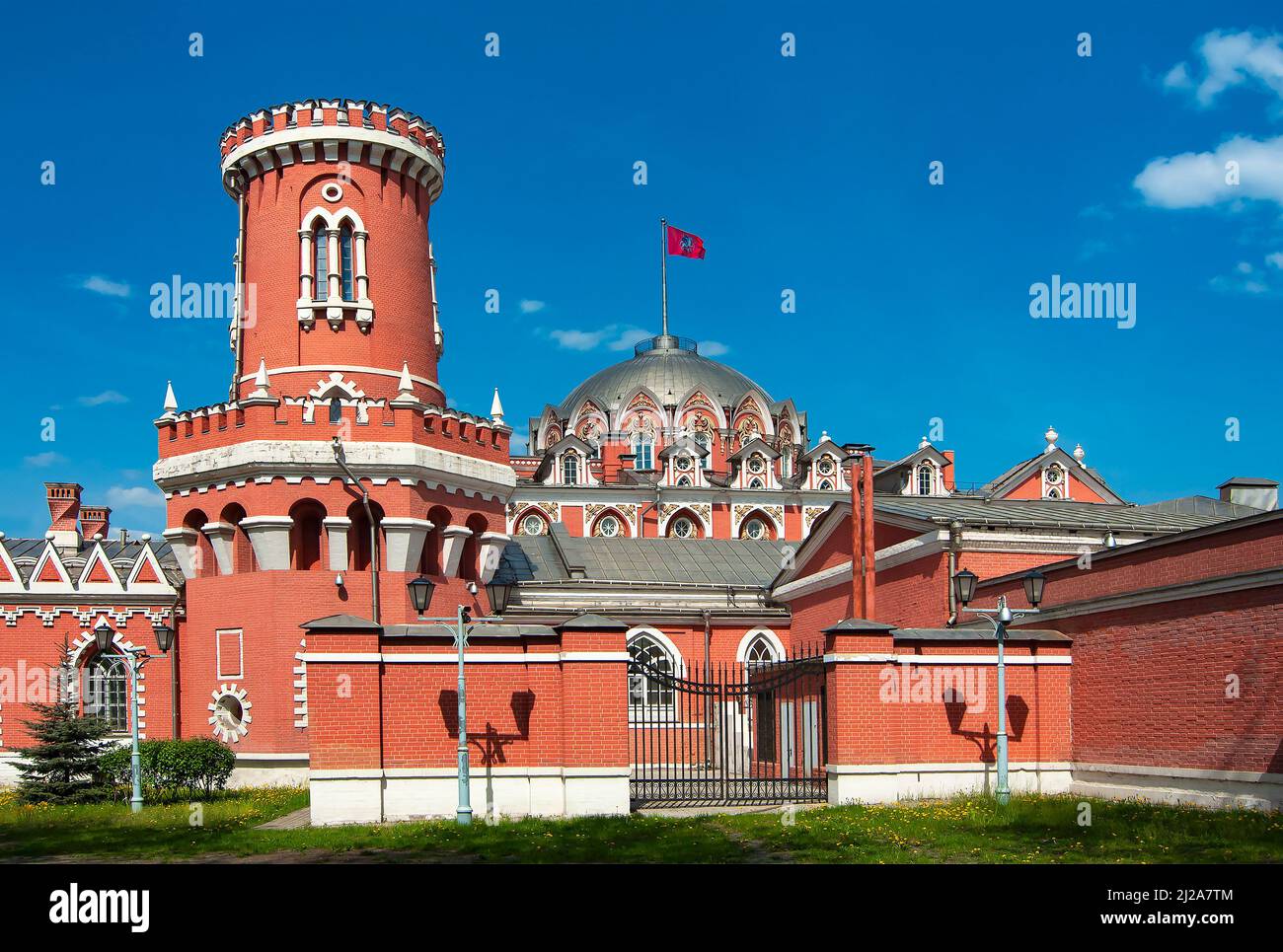 Moscou. Petrovsky Travel (entrée) Palais sur la Tverskoy Tract (Leningradsky Prospekt). Fragment de la façade Banque D'Images